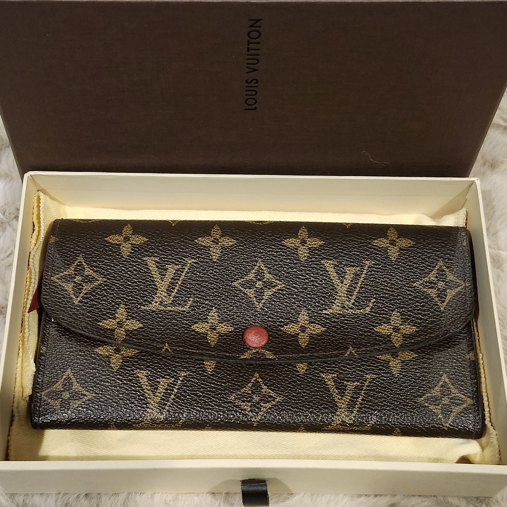 Louis Vuitton Monogram Fuchisa Emillie Wallet W/ Box